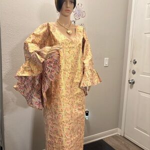 Elegant Gold and Pink Women's Dress